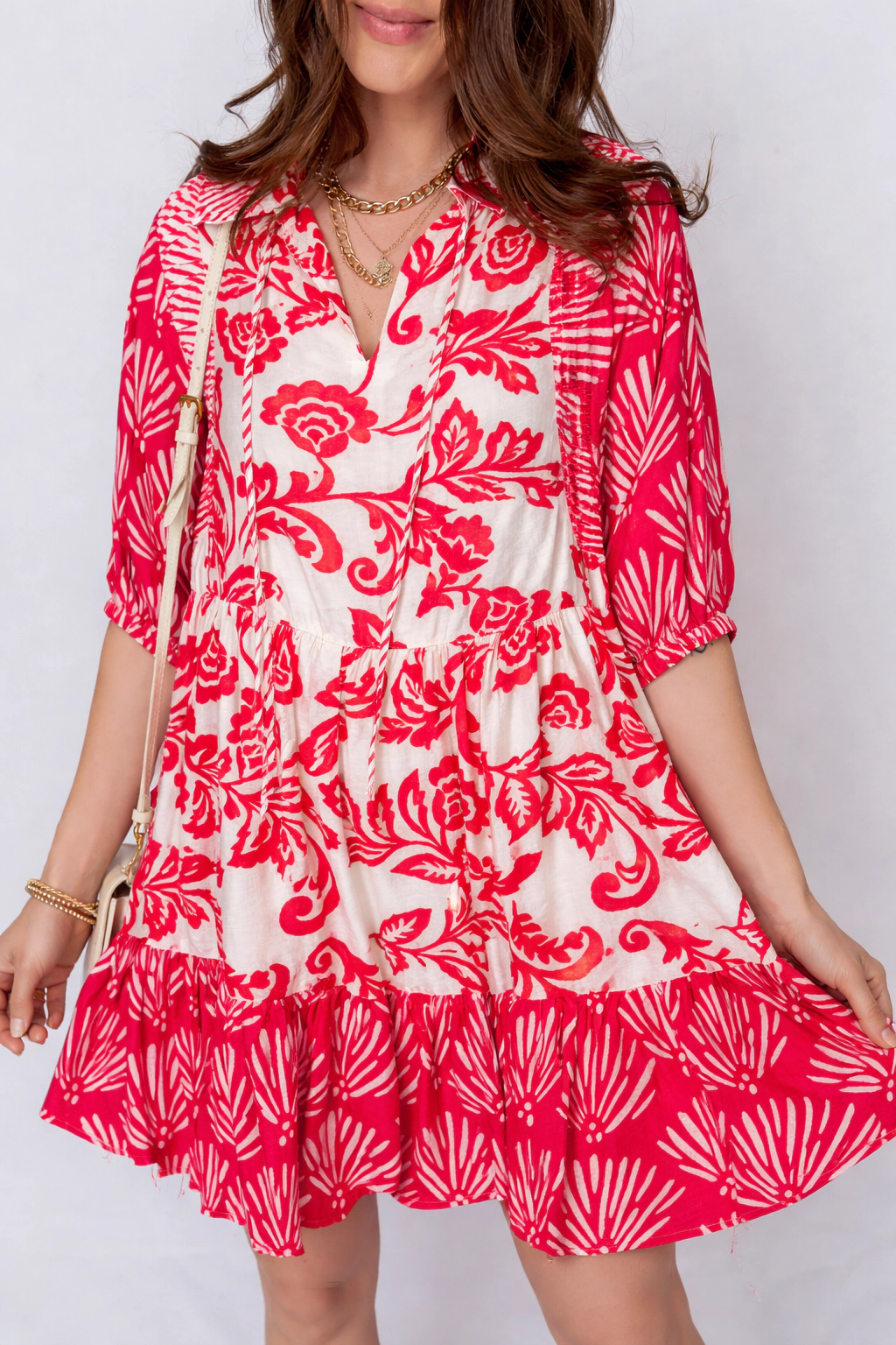 Threaded Pear Women's Ariel Loose Flower Mini Dress