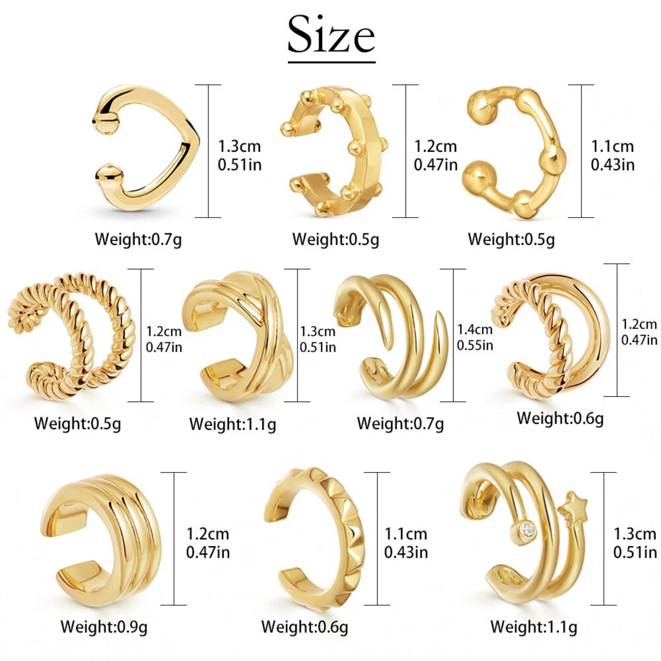 Home Collection Pack of 10 Non-Piercing Ear Cuff Earrings Set