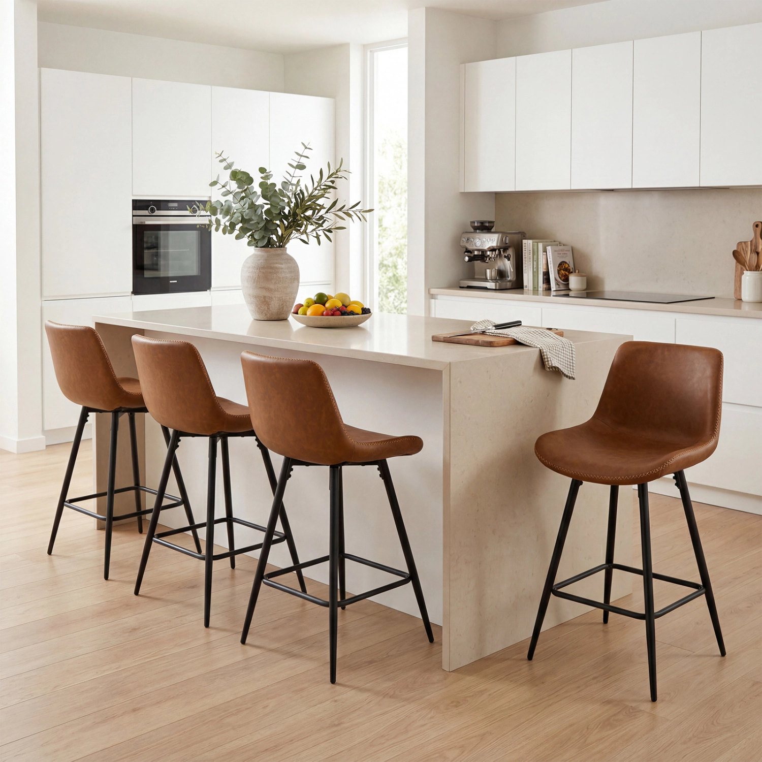 Hivvago 24 Inch Bar Stools Set Of 4 With Backs And Footrests