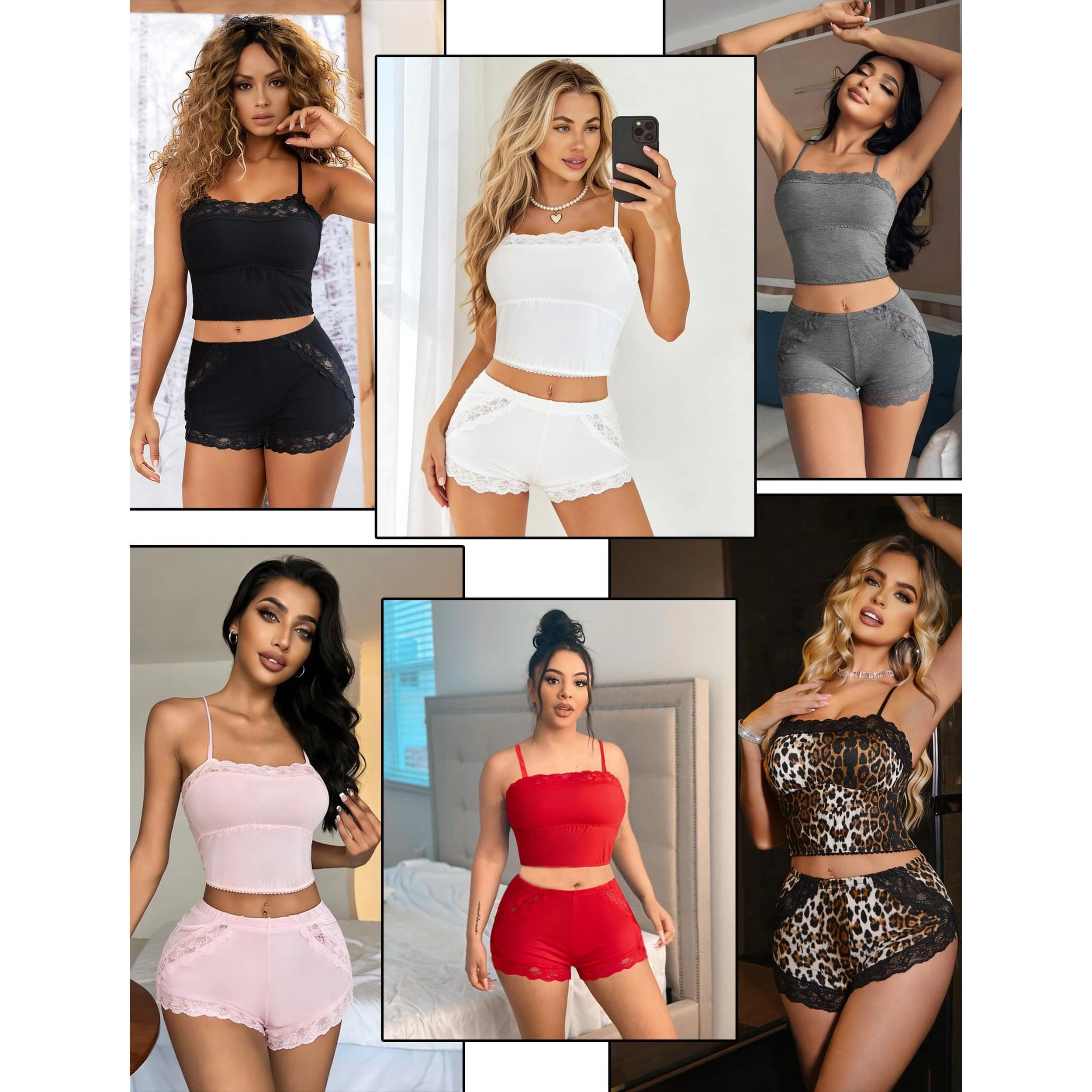 Avidlove Women's Floral Lace Cami Shorts Pajama Set