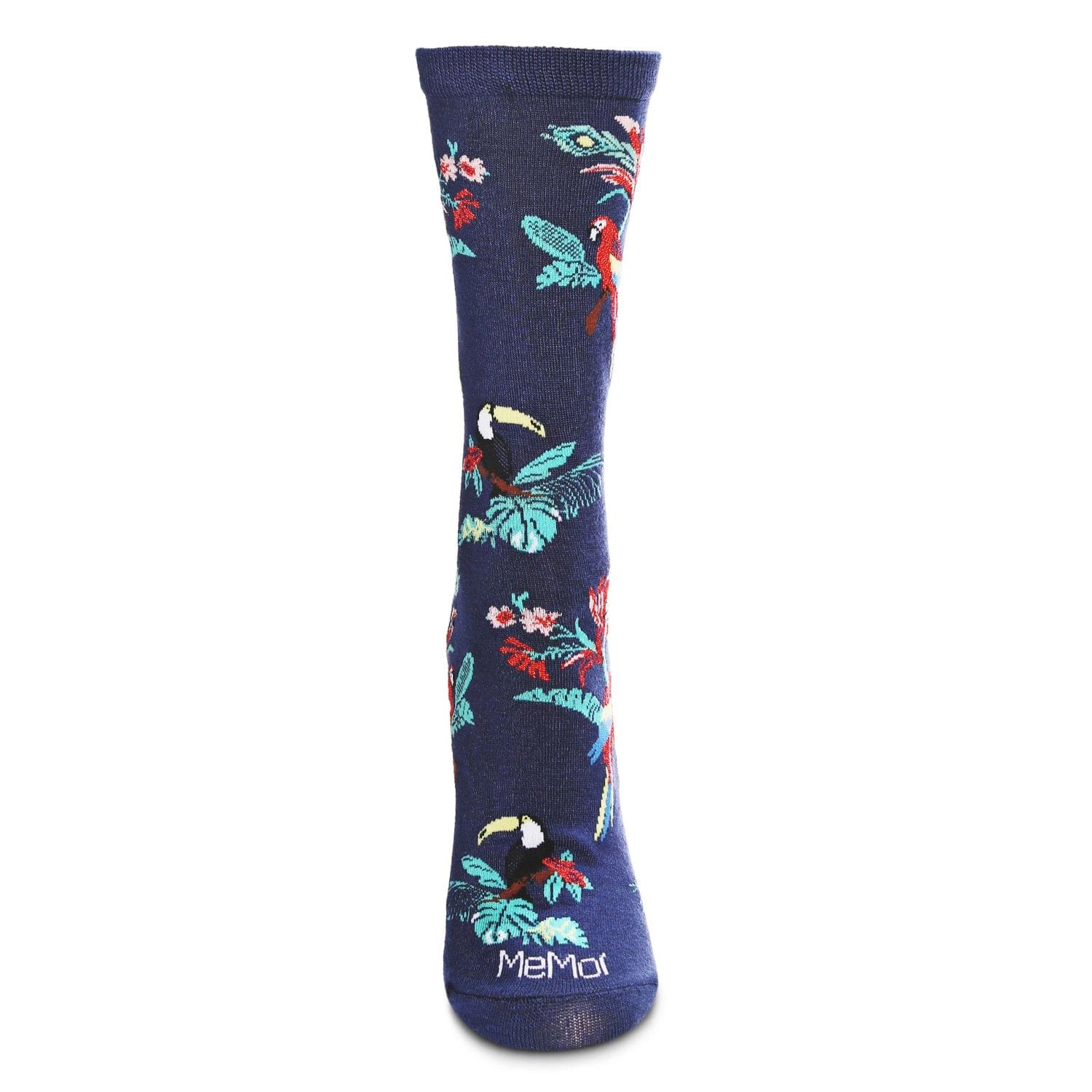 MeMoi Tropical Parrots Bamboo Blend Crew Socks