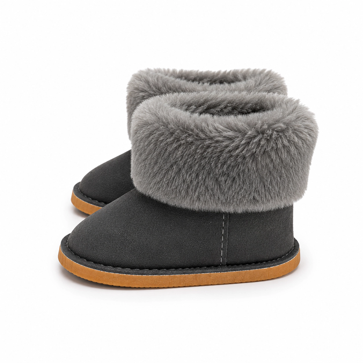 MBD Grey Faux Fur Winter Boots for 18 Inch Dolls – Fully Lined Cozy Snow Boots
