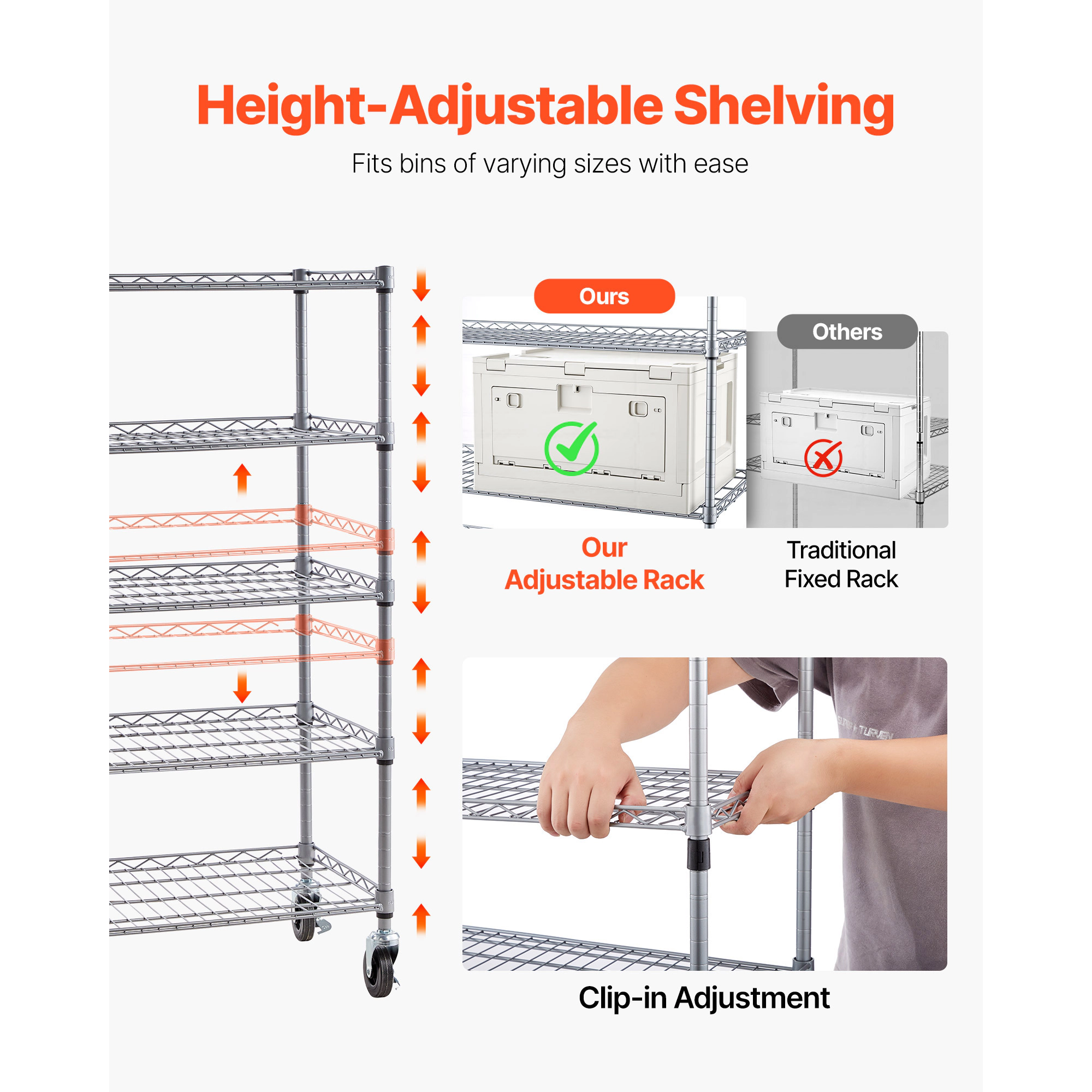 HONGGE Double-Sided Rolling Bin Storage Rack Plastic Bins Dual-Sided Parts Organizer with Wheels Mobile Tool Organizer