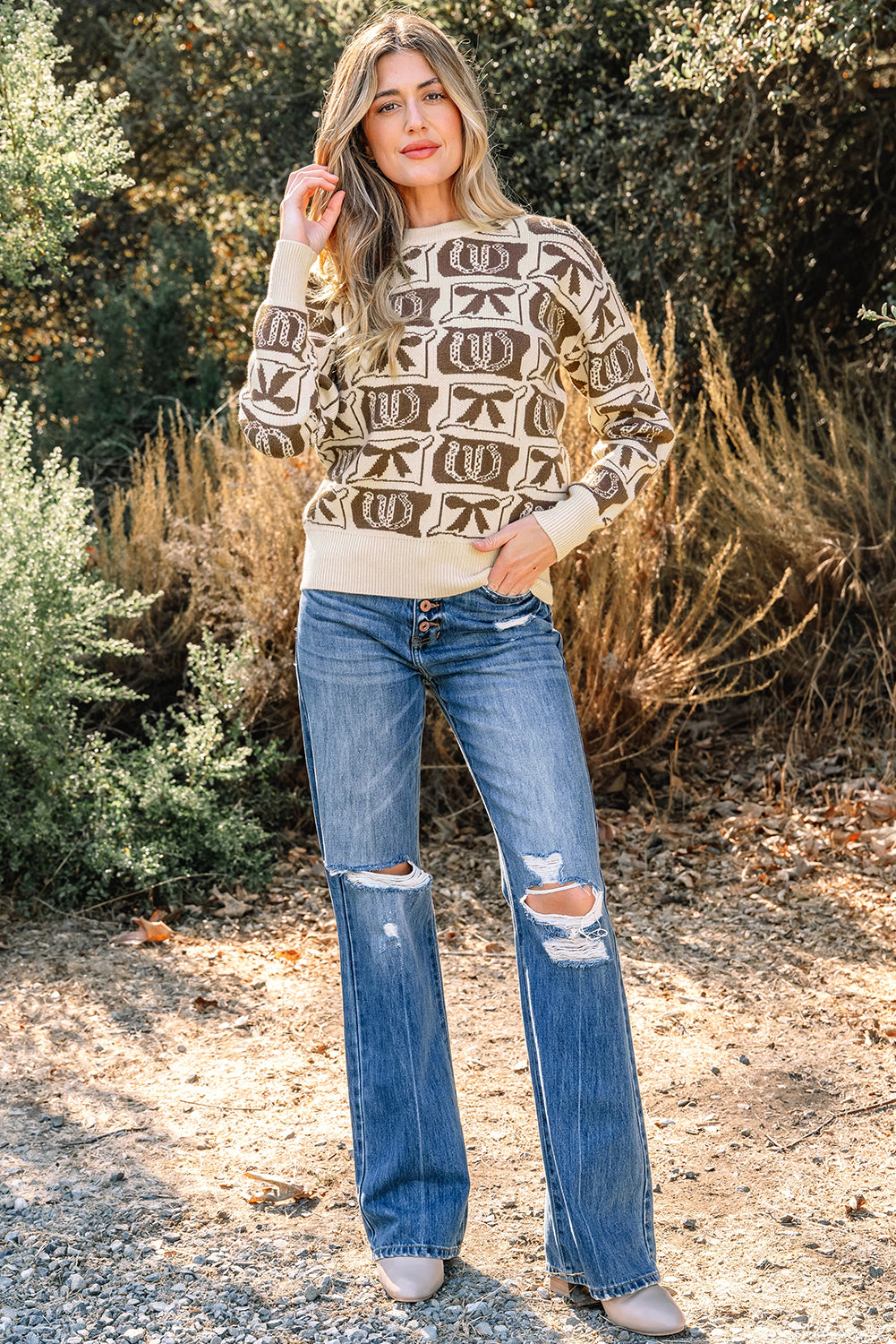 Threaded Pear Women's Sofia Western Fashion Print Sweater