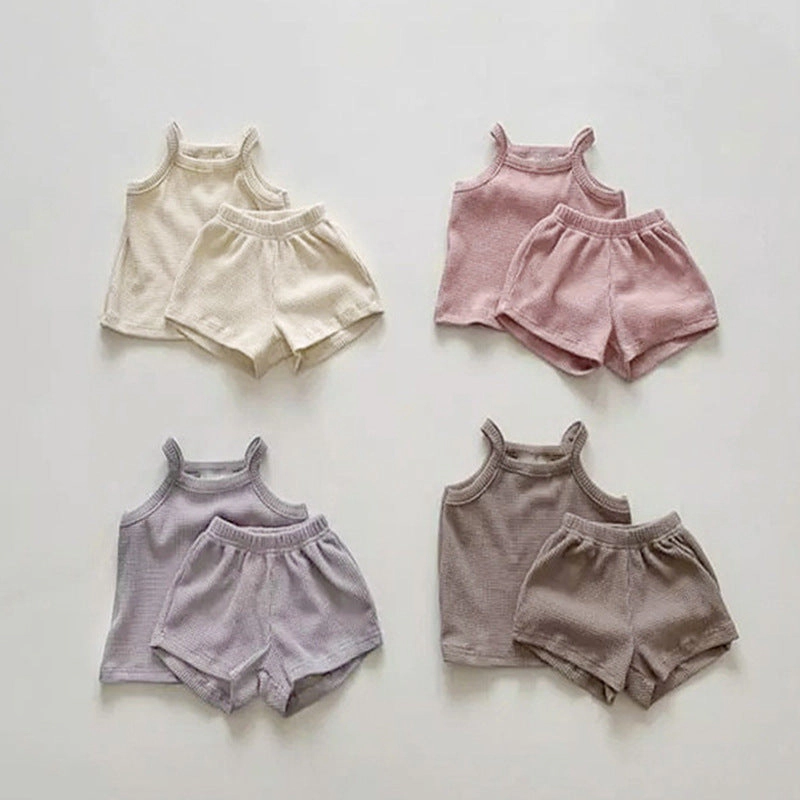 MyKids-USA Baby Quality Waffle Knitted Fabric Sling Shirt Combo Shorts Sets