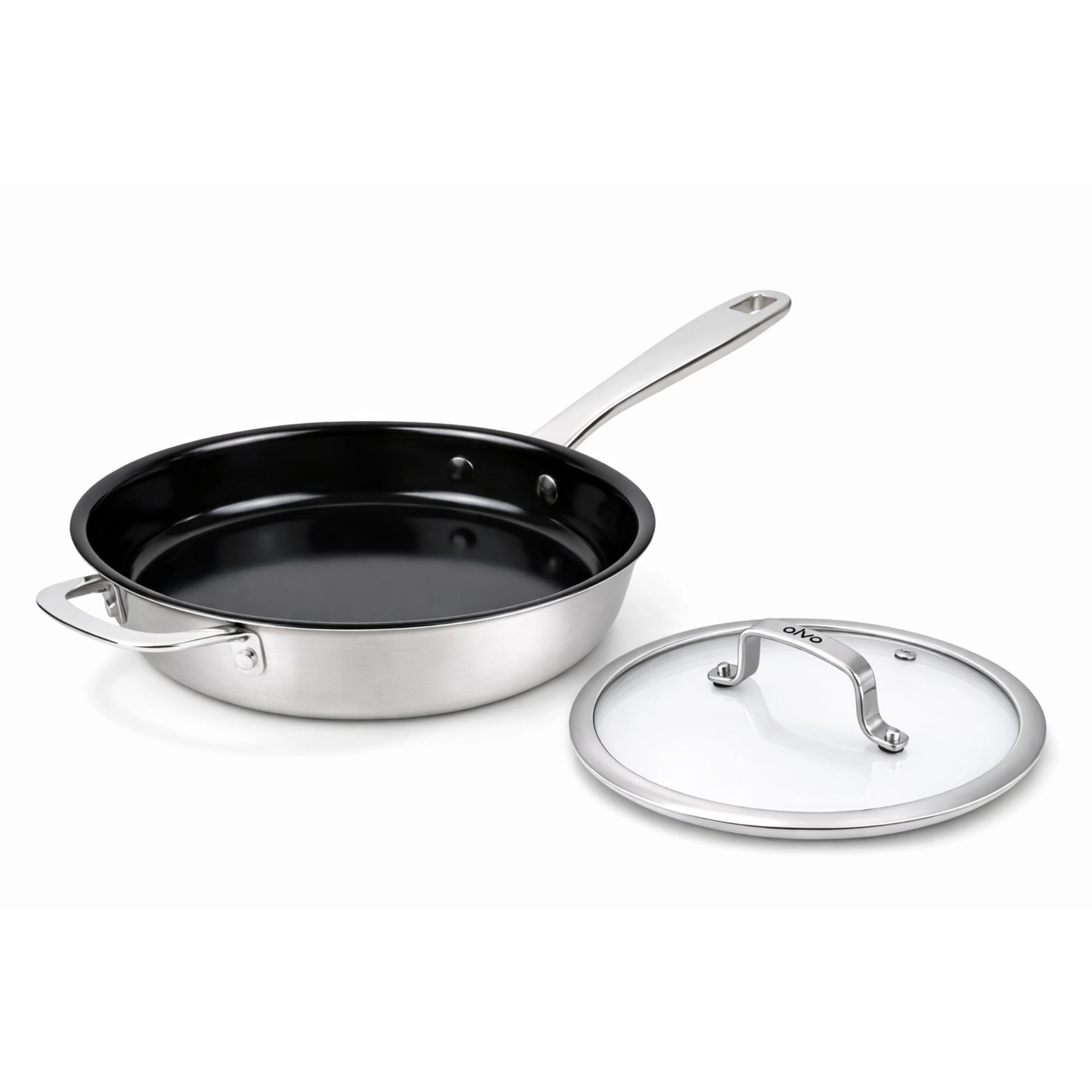Alva Maestro Ceramic Nonstick Stainless Steel Frying Pan with Glass Lid