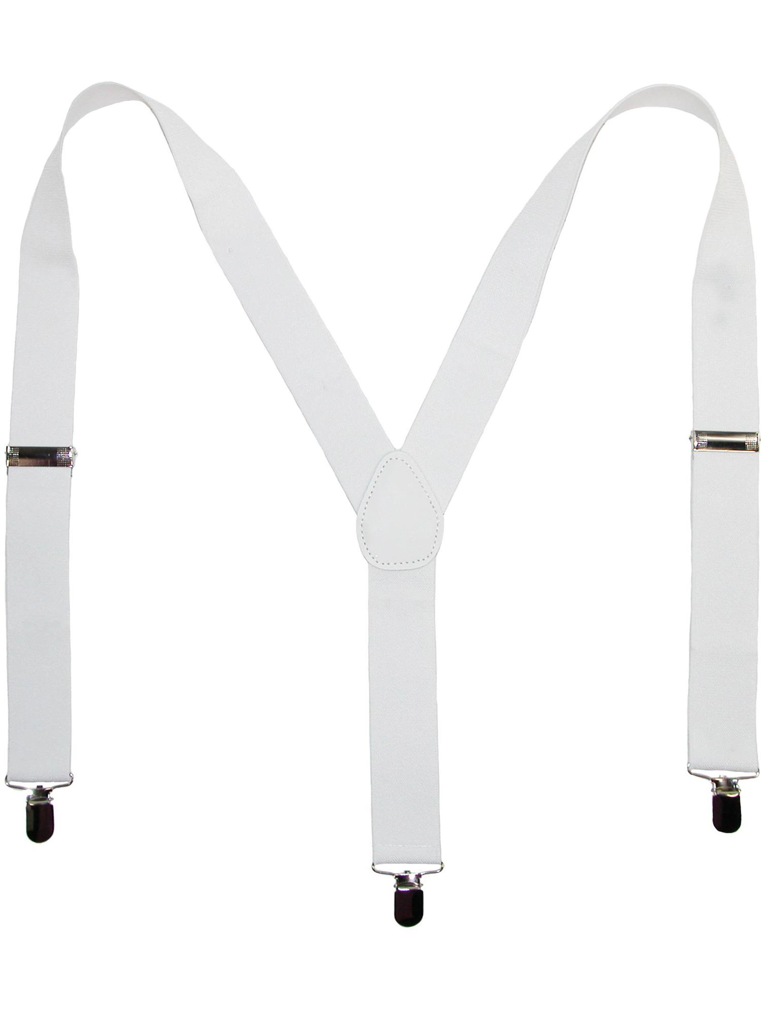CTM Elastic Solid White Clip-End Suspenders