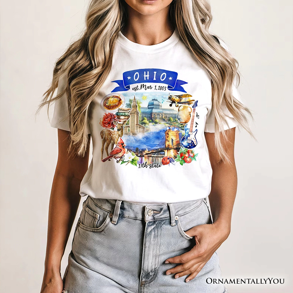 OrnamentallyYou Unisex Artistic Ohio State Themes And Landmarks T-Shirt