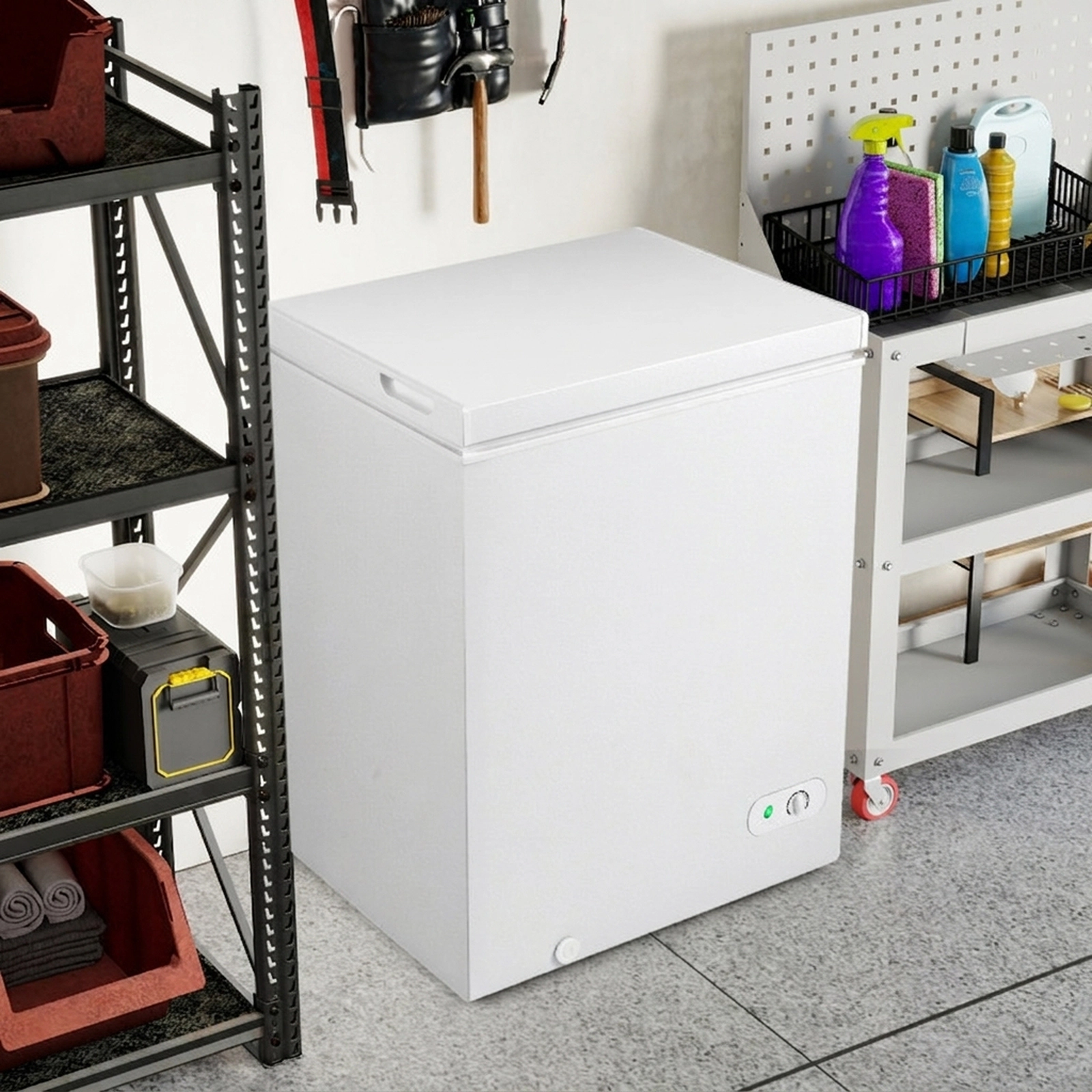 SUGIFT 5-cu ft White Compact Chest Freezer with 7-Gear Adjustable Temperature and Removable Basket
