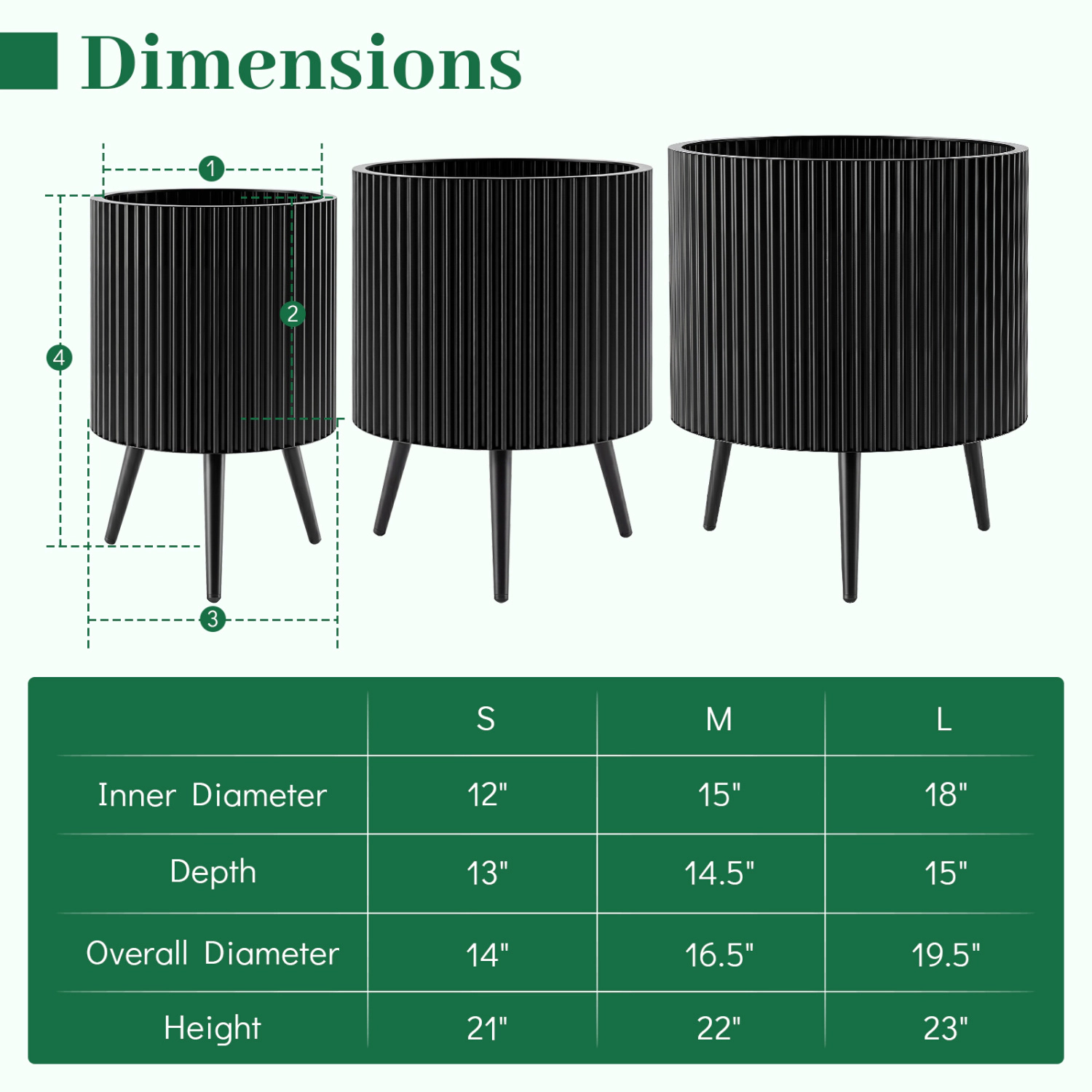 LJG Plant Pot with Stand and Tapered Legs for Garden