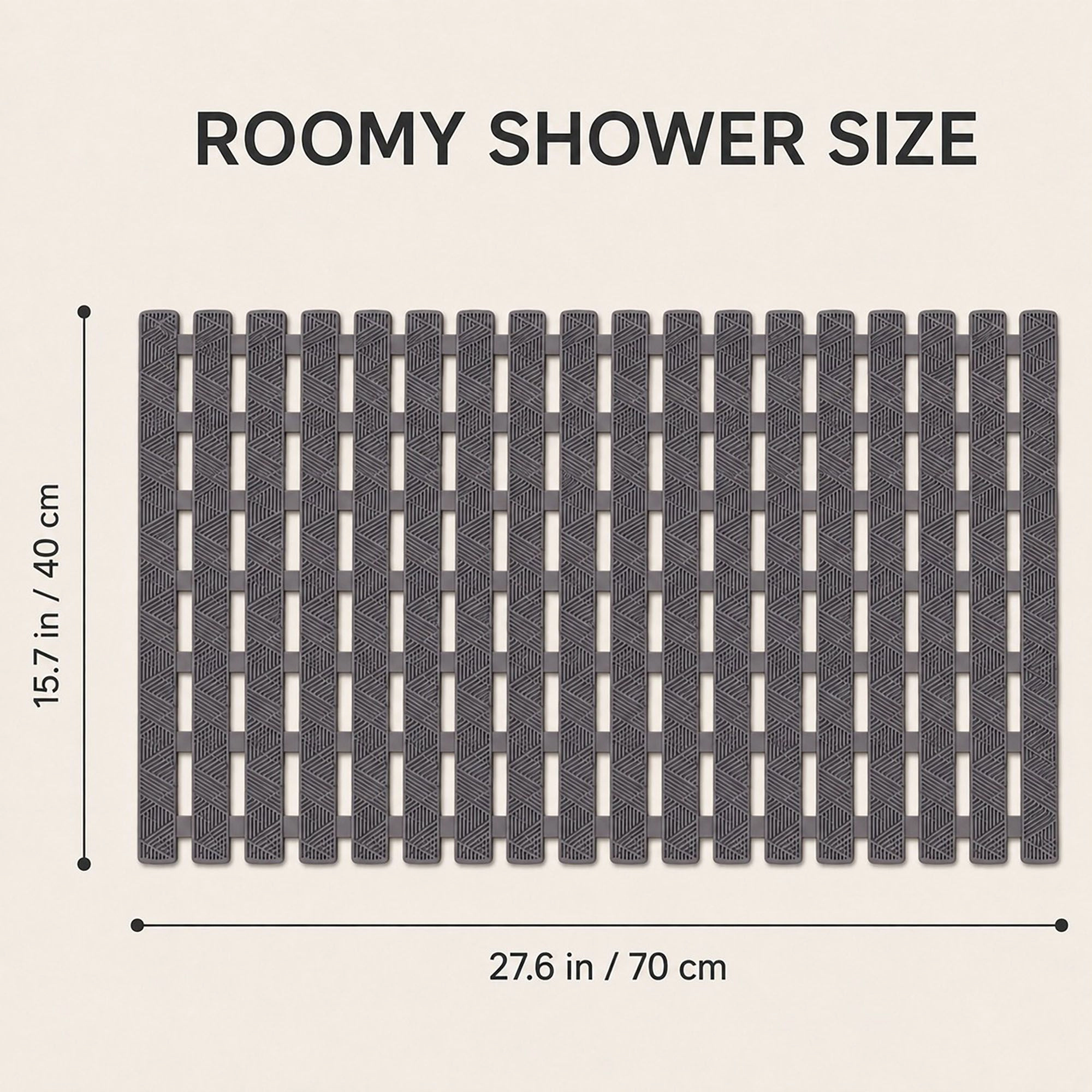 Alilang Unisex Slatted Nonslip Shower Mat Quick Drain Bath 15.7 x 27.6 Inches