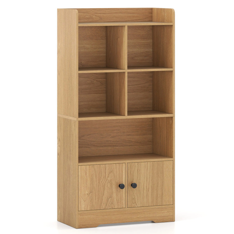 Hivvago 4 Tiers Bookshelf with Cubes Display Shelf and 2 Doors