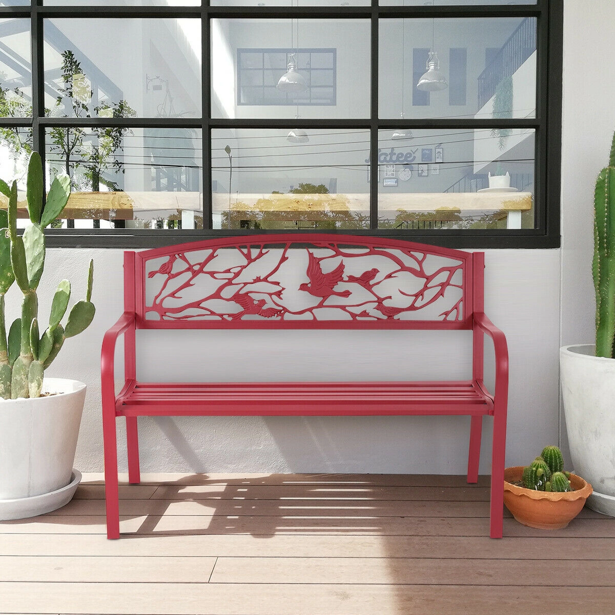 LJG Patio Garden Bench Park Yard Outdoor Furniture