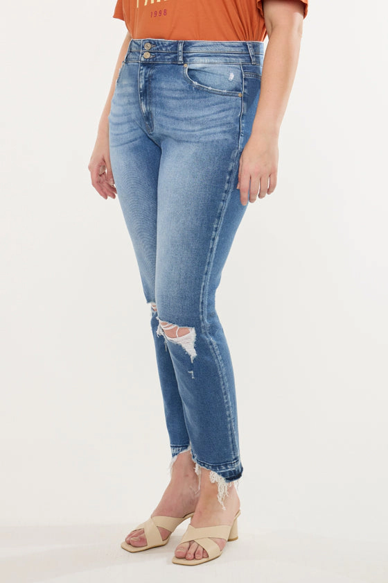 Kancan Women's Plus High Rise Slim Straight Jeans Damila