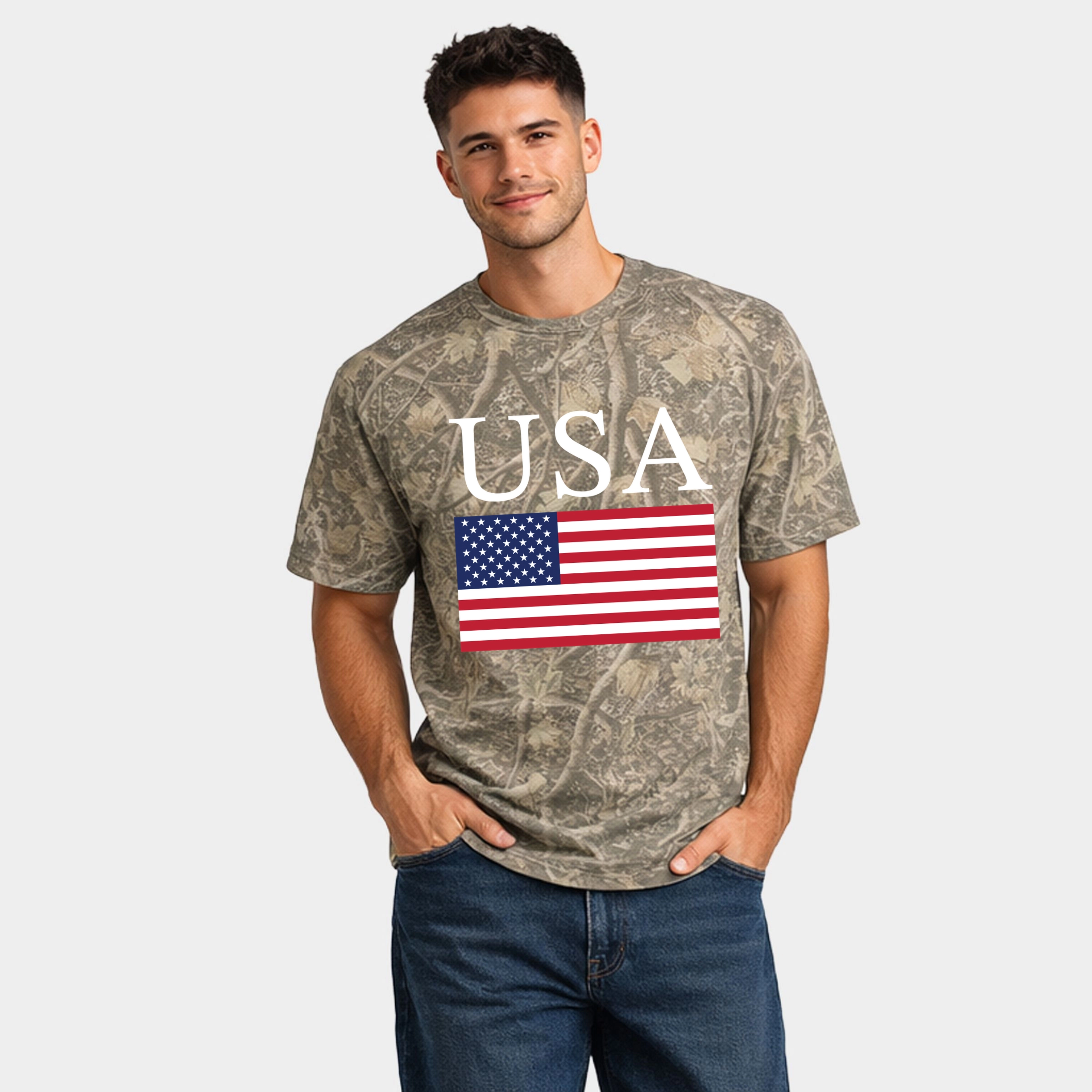 Simply Sage Market - Usa Flag Solid Men's Heavyweight Crew