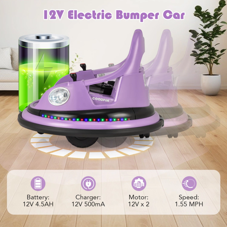 Hivvago 12V Kids Ride On Bumper Car with Remote Control and Dual Joysticks