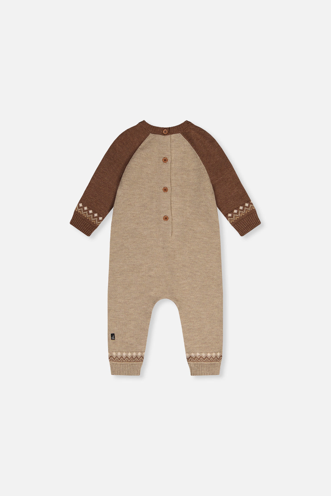 Deux par Deux Boys Knitted Fox Intarsia Fair Isle Romper
