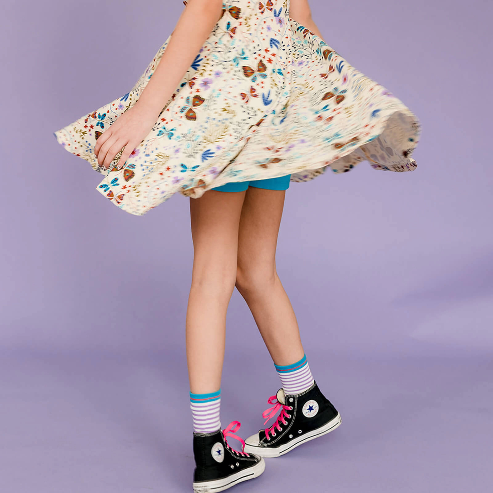Mightly Girls Organic Cotton Print Sleeveless Skater Twirl Dress