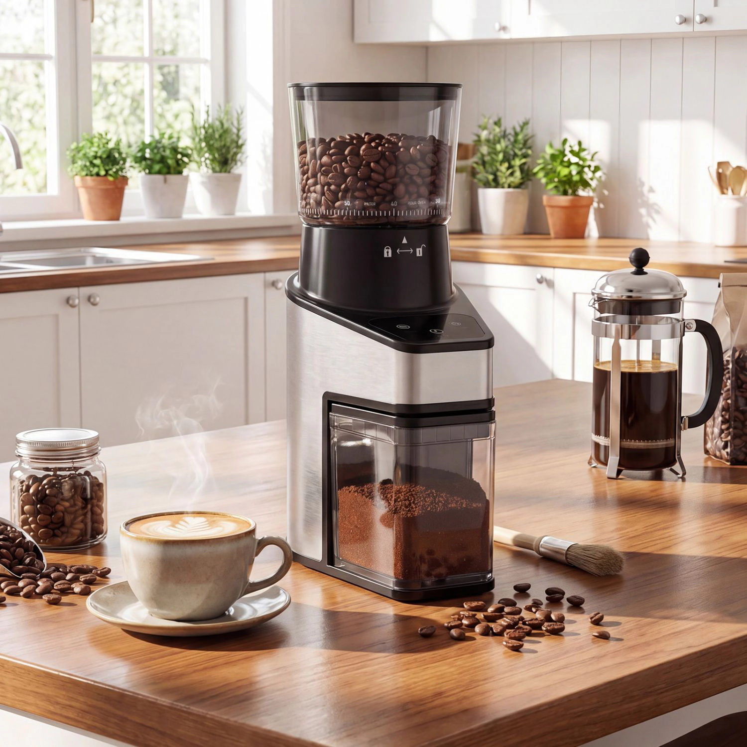 SlickBlue Conical Burr Coffee Grinder, 60 Grind Settings, 8.8 Oz