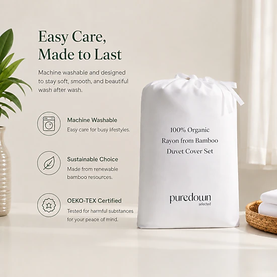 Puredown Selected Rayon from Bamboo Duvet Cover Set, Cooling Soft Breathable Bedding