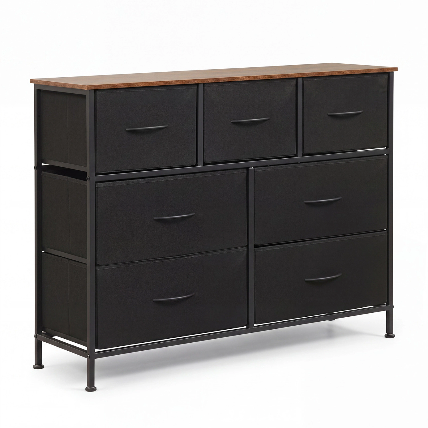 LJG 7-Drawer Wide Dresser with 2-Sized Folding Fabric Drawers for Bedroom