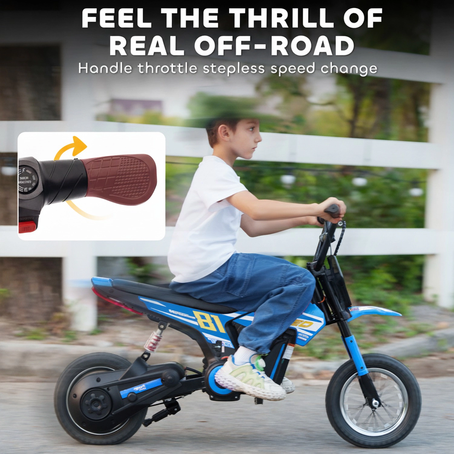 HONGGE Qaba 24V Kids Motorcycle, Electric Dirt Bike with 250W Motor, Up to 9.9 MPH