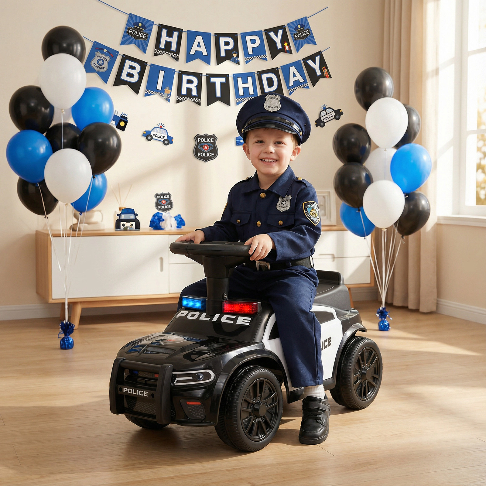 LJG Toddler Sliding Car with Steering Wheel and Under-Seat
