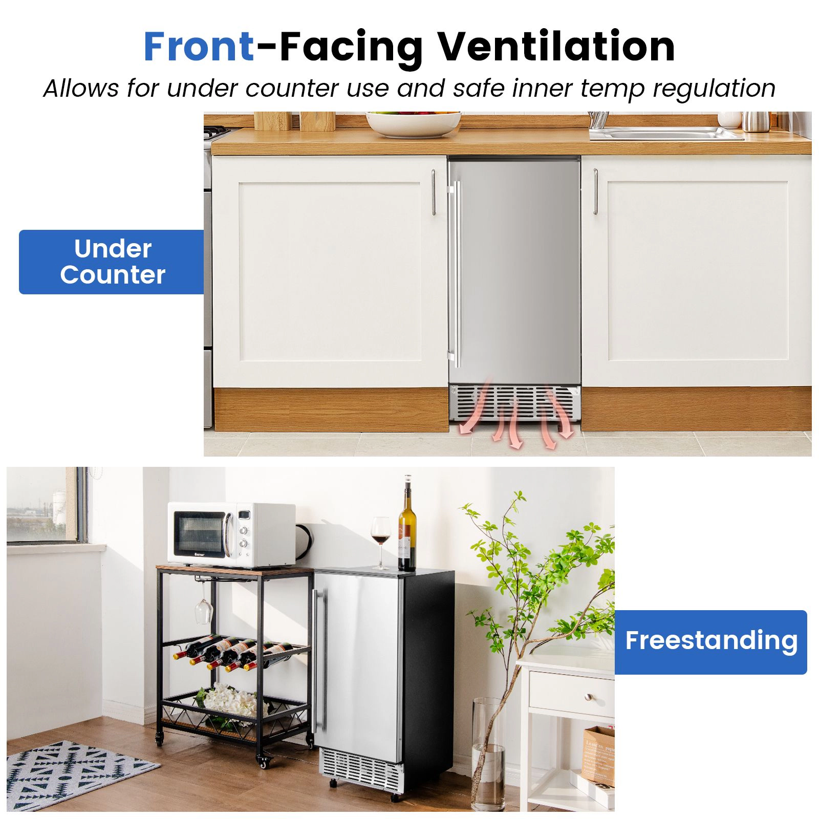 SlickBlue Silver Black Freestanding Ice Machine, 80 Lbs Daily, 24 Lbs Storage, 24H Timer