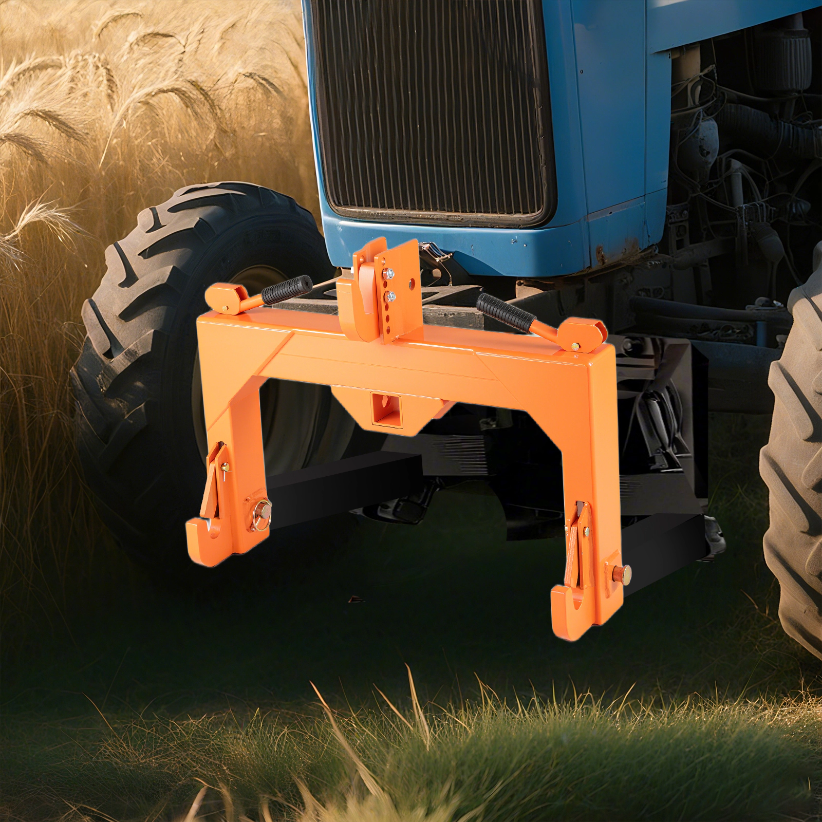 SUGIFT 3-Point Quick Hitch Receiver with 5-Level Adjustable Top Hook 3000-lb Capacity Orange Black