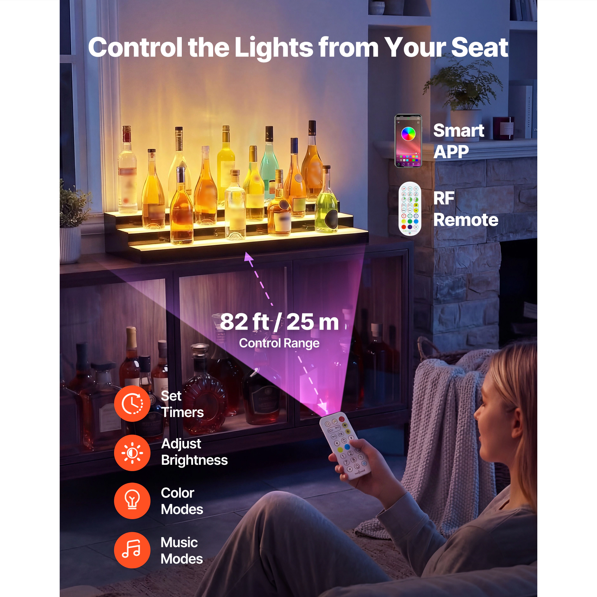 HONGGE LED Lighted Liquor Bottle Display