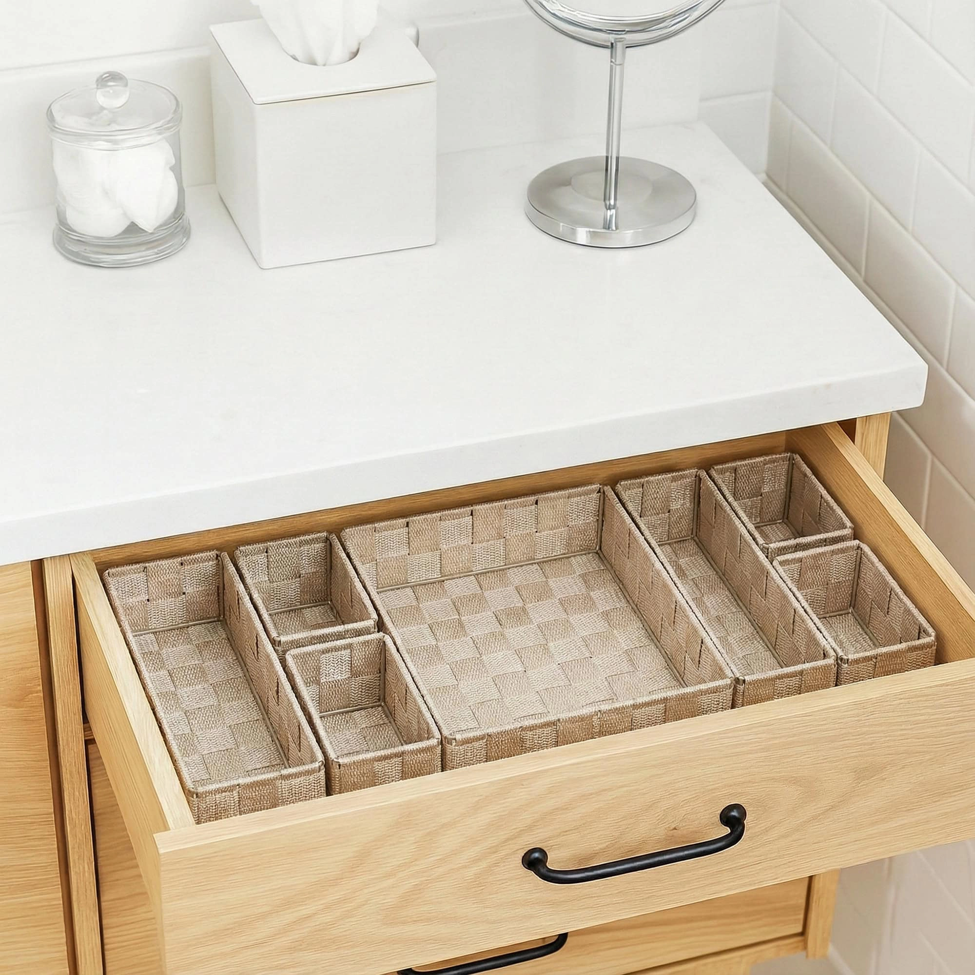 Evideco French Home Goods 7-Piece Braided Polyester Drawer Organizer Set