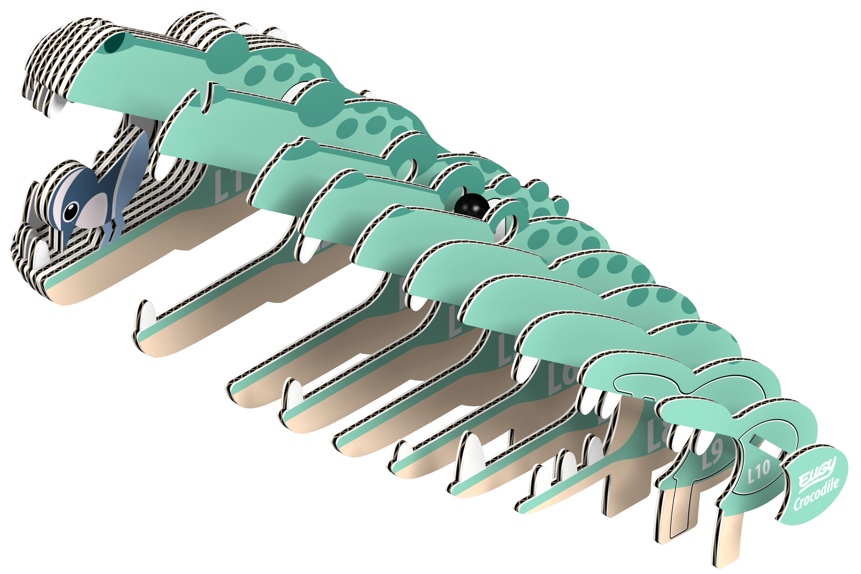 EUGY Crocodile 3D Puzzle - contains 22 puzzle pieces