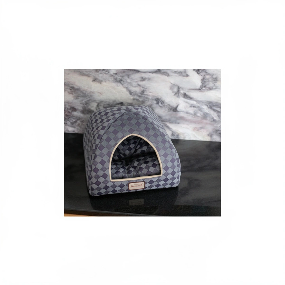Armarkat C65HHG-LS Purple Gray Combo Checkered Pattern Cat Bed