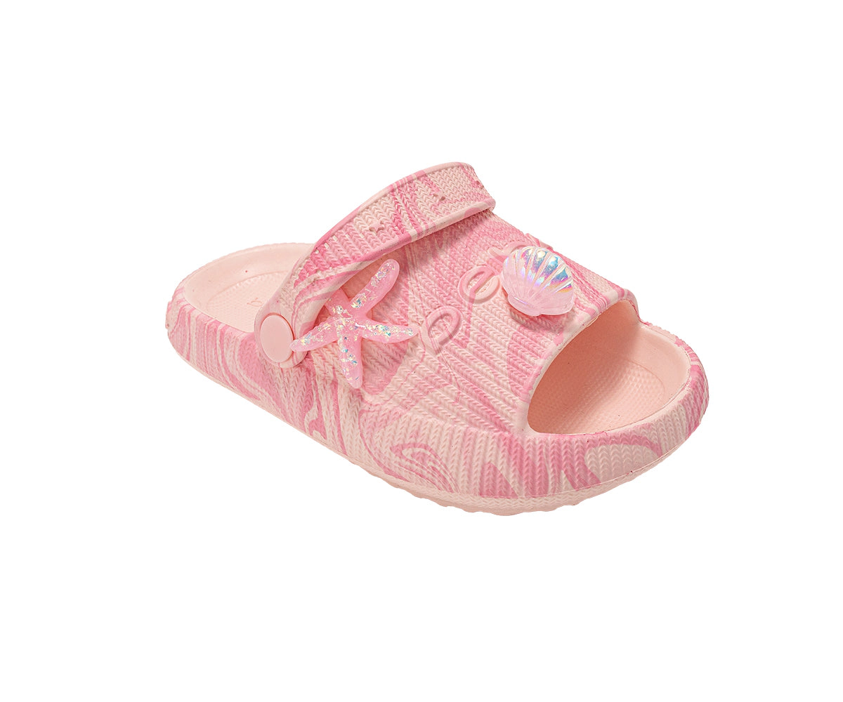 bebe Toddler Girl's EVA Slide Sandals with Charm Details Slip On Shoes
