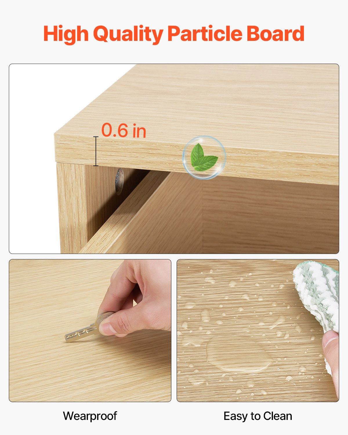 HONGGE 6 Drawer Dresser for Bedroom Wooden Chest of Drawers with Anti-Tip Hardware and Metal Rails, Light Wood