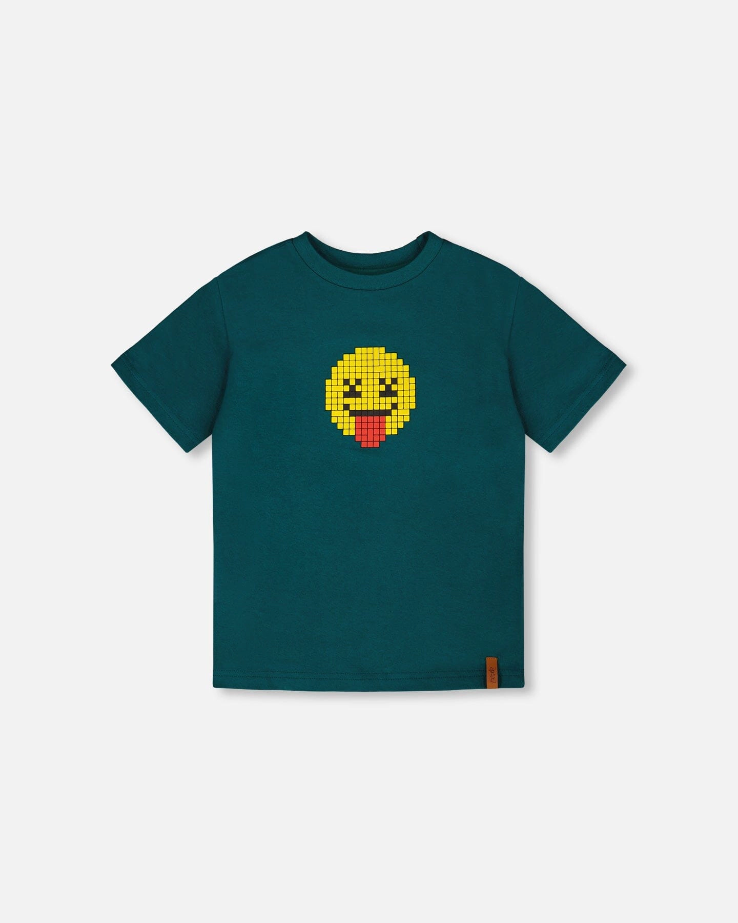 Deux par Boys Organic Cotton Jersey Pixel Smiley Face Graphic Print T-Shirt