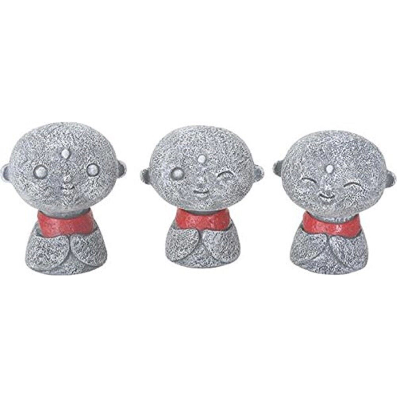 Pacific Giftware Jizo Monks with Red Bibs Figurines Set of 3 Buddhism Ksitigarbha Bodhisattva 2.5 inch