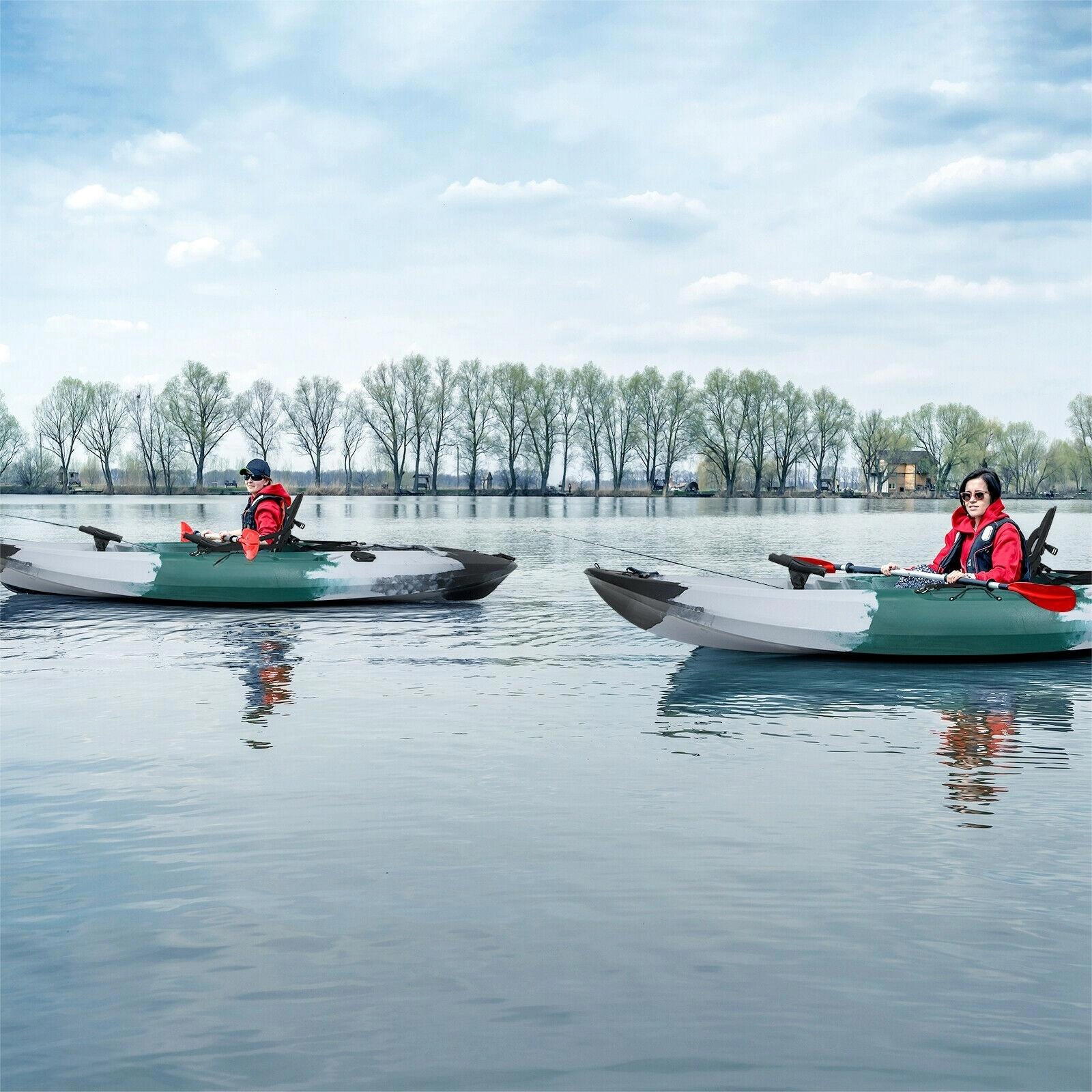 SUGIFT 9.7-ft 276-lb Capacity Sit-on-Top Kayak with 4 Rod Holders Padded Seat and Aluminum Paddle
