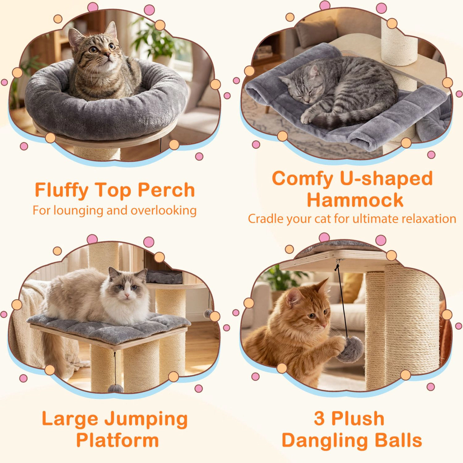 SlickBlue 68.5-Inch Multi-Level Cat Tree with Condo and Perches