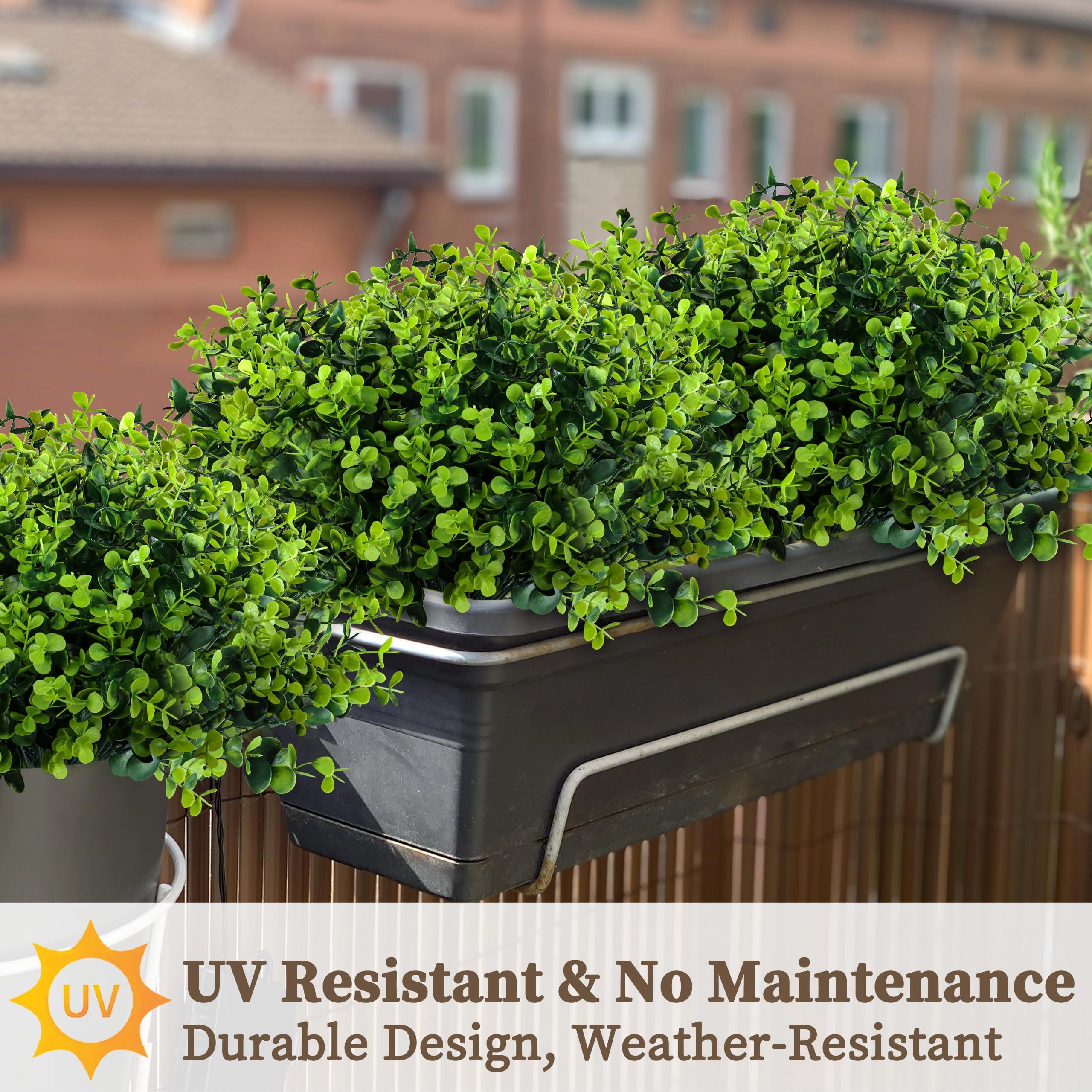 PUPWE 20 Artificial Greenery Boxwood Plants  Outdoor