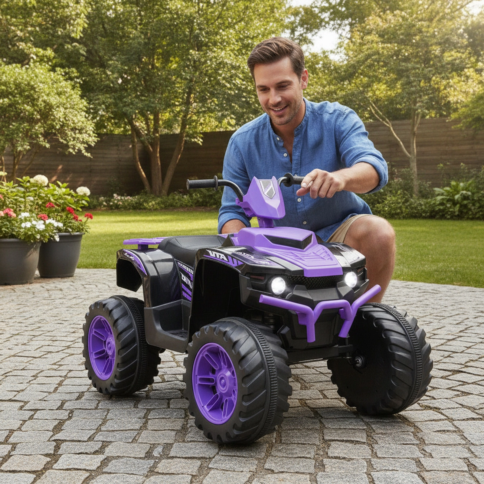 12V Kids ATV Quad 4-Wheeler Ride on Car LED Headlights High Low Speed Forward/Reverse Ages 3-7 77-lb Capacity