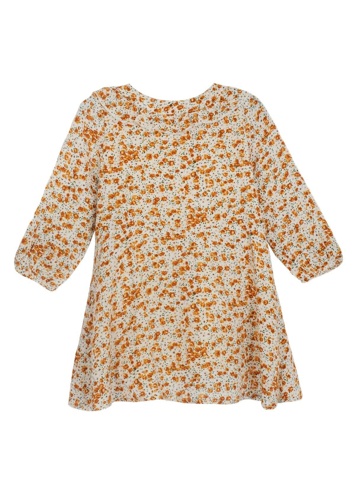 Isobella and Chloe Hope Dreams Woven Dress - Yellow, Short Length, 3/4 Sleeve