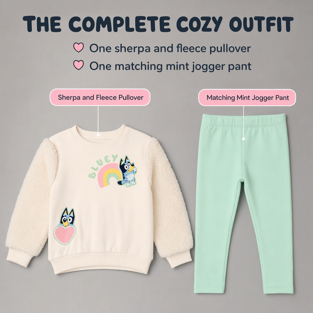 Bluey Girls' 2-Piece Fleece Sweatshirt and Leggings Set