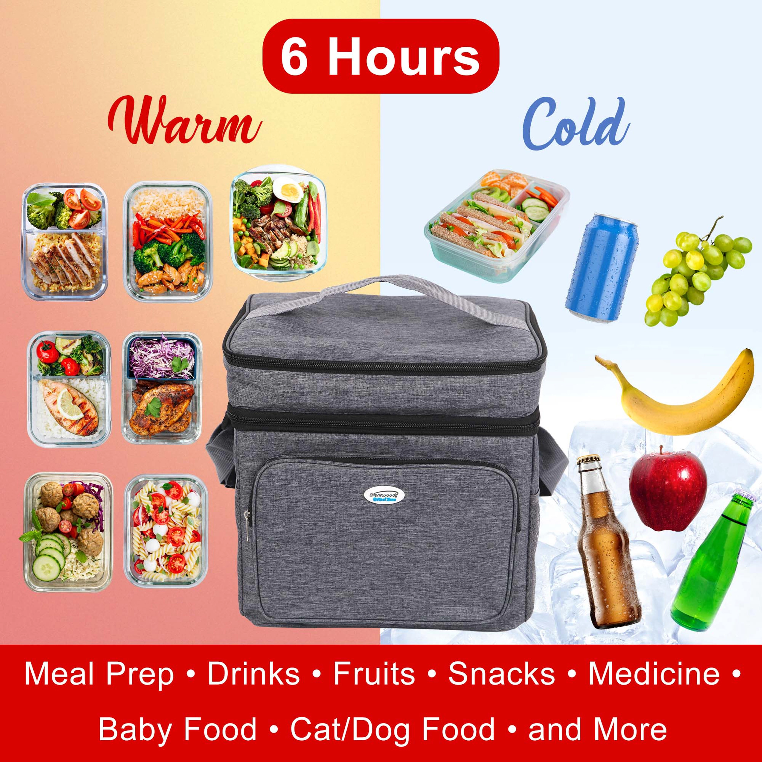 Brentwood Kool Zone 12 Can Insulated Cooler Bag in Grey with Hard Liner
