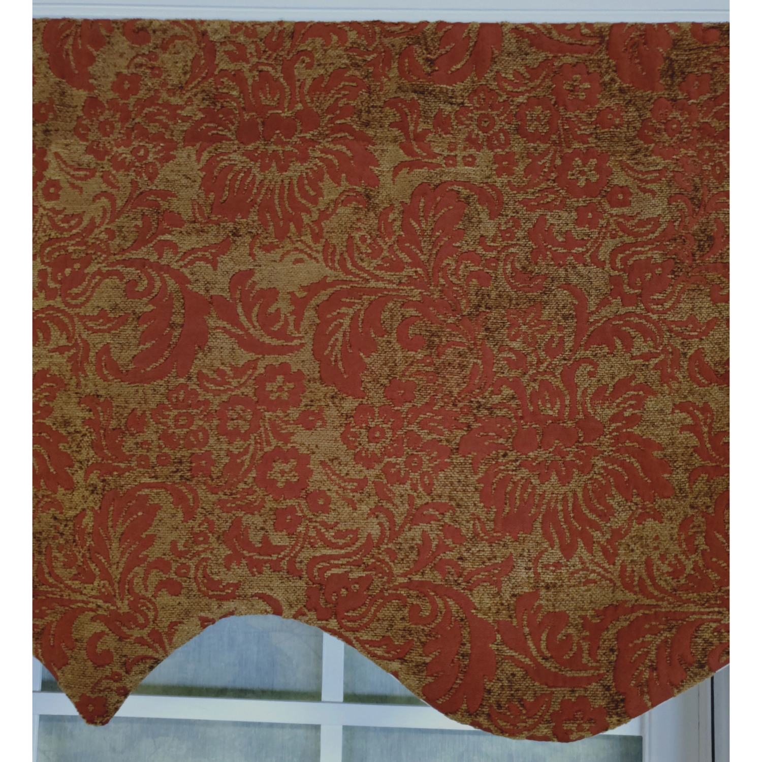 RLF Home 3" Rod Pocket High Quality Fabric Nazareth Regal Valance for Windows 50" x 17" Garnet