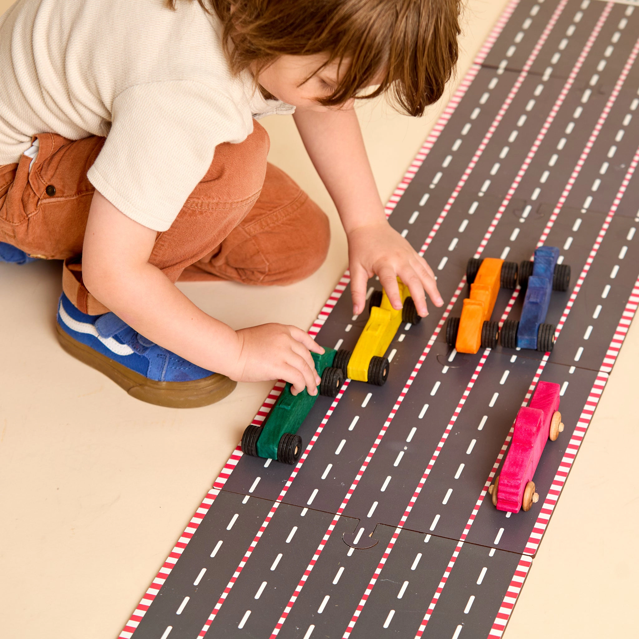 Dyed Wooden Indy Car Set with 5-Foot Racetrack - Made in the USA