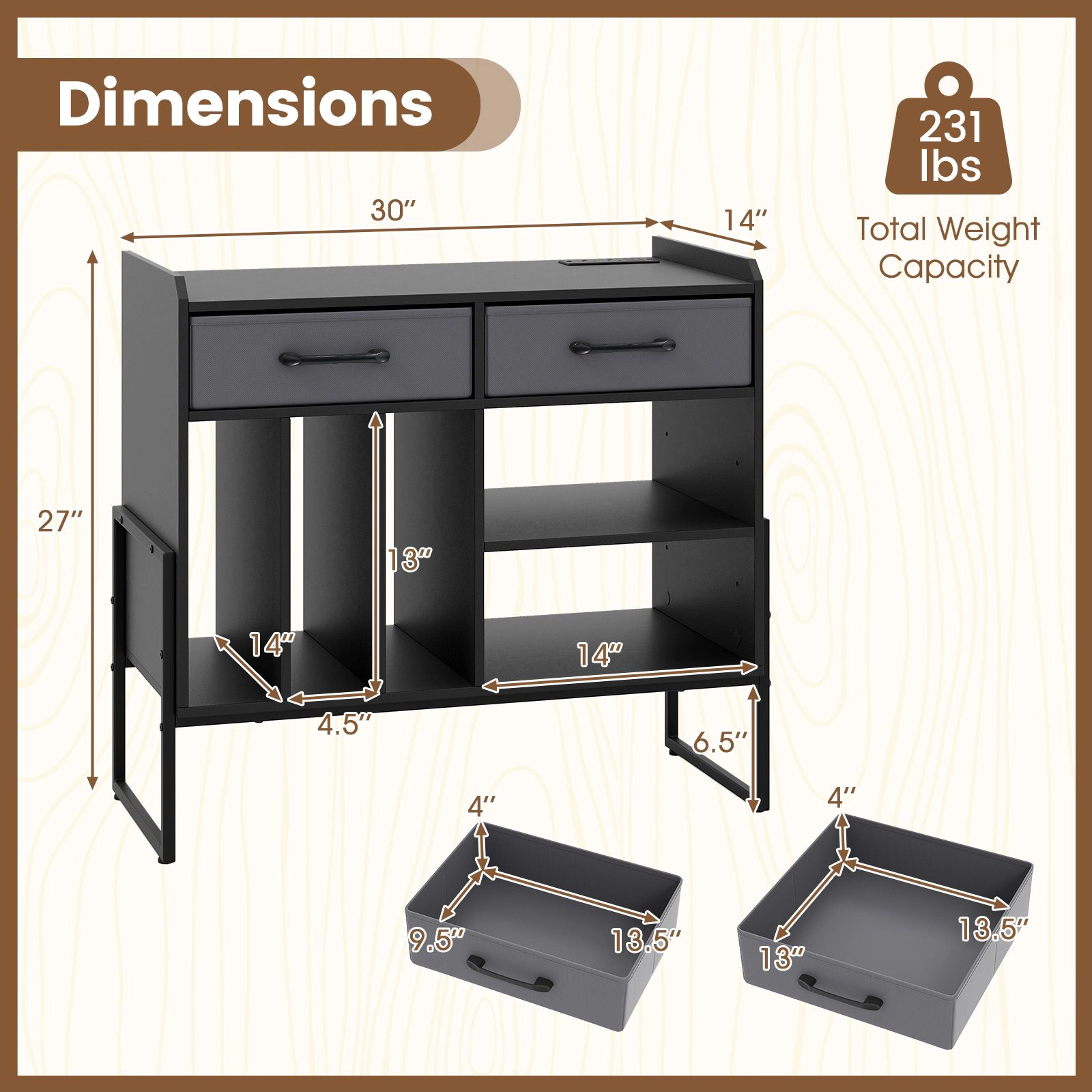 SlickBlue Large Record Player Stand with Vinyl Storage