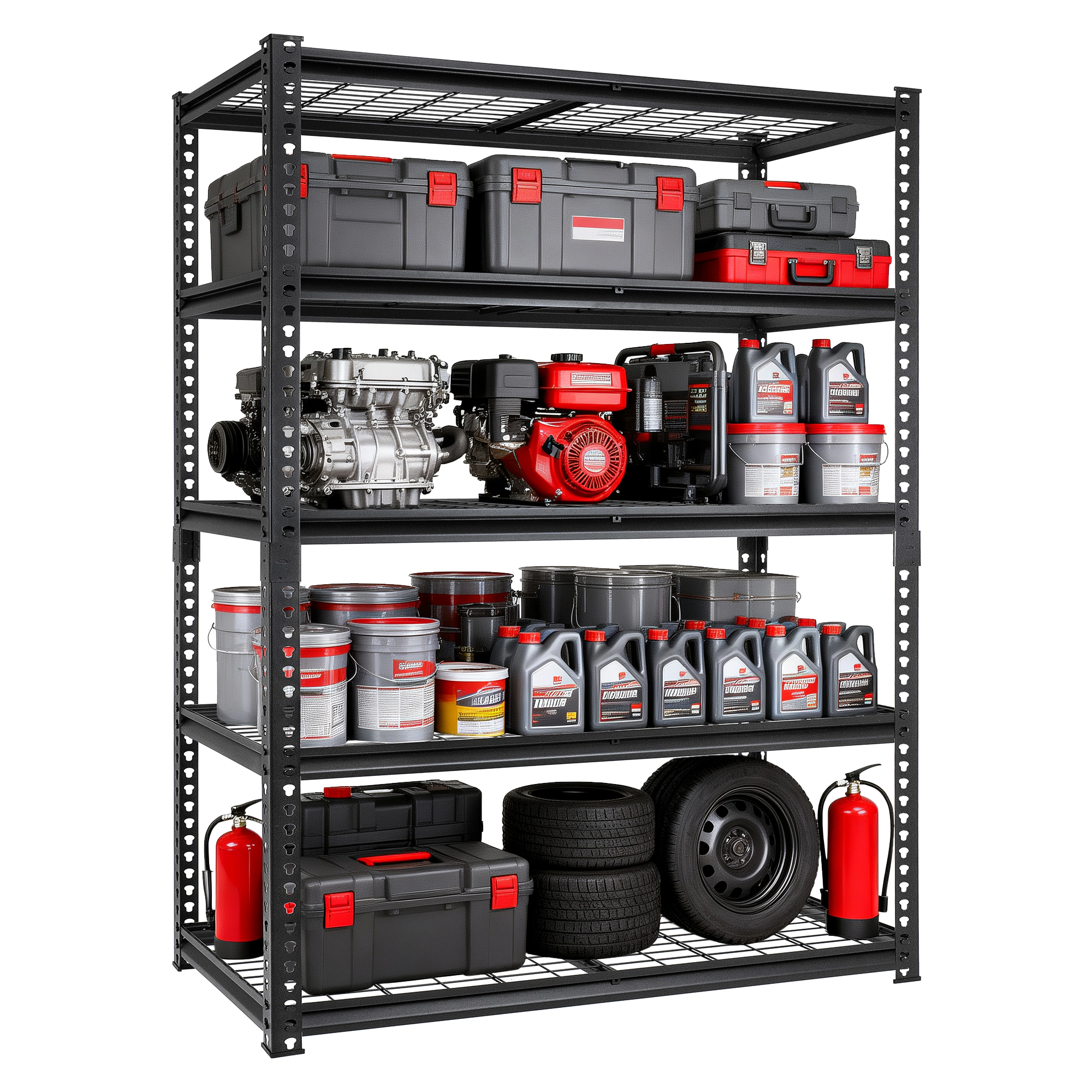 Flynama 5-Shelf Steel Heavy-Duty Adjustable Garage Storage Shelving Unit in Black (47.2 in. W x 78 in. H x 24 in. D)