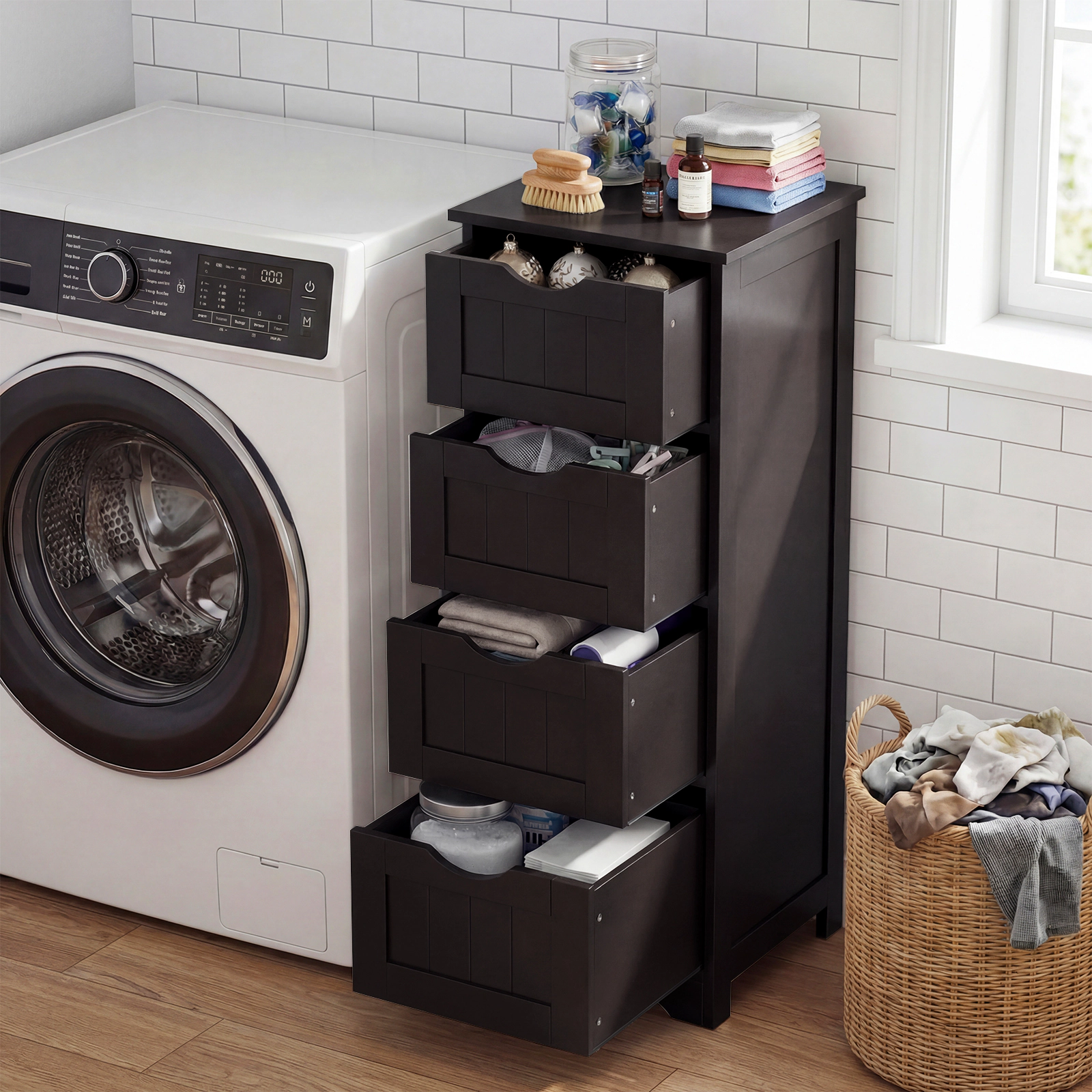 SlickBlue Freestanding Bathroom Cabinet with Deep Storage Drawers
