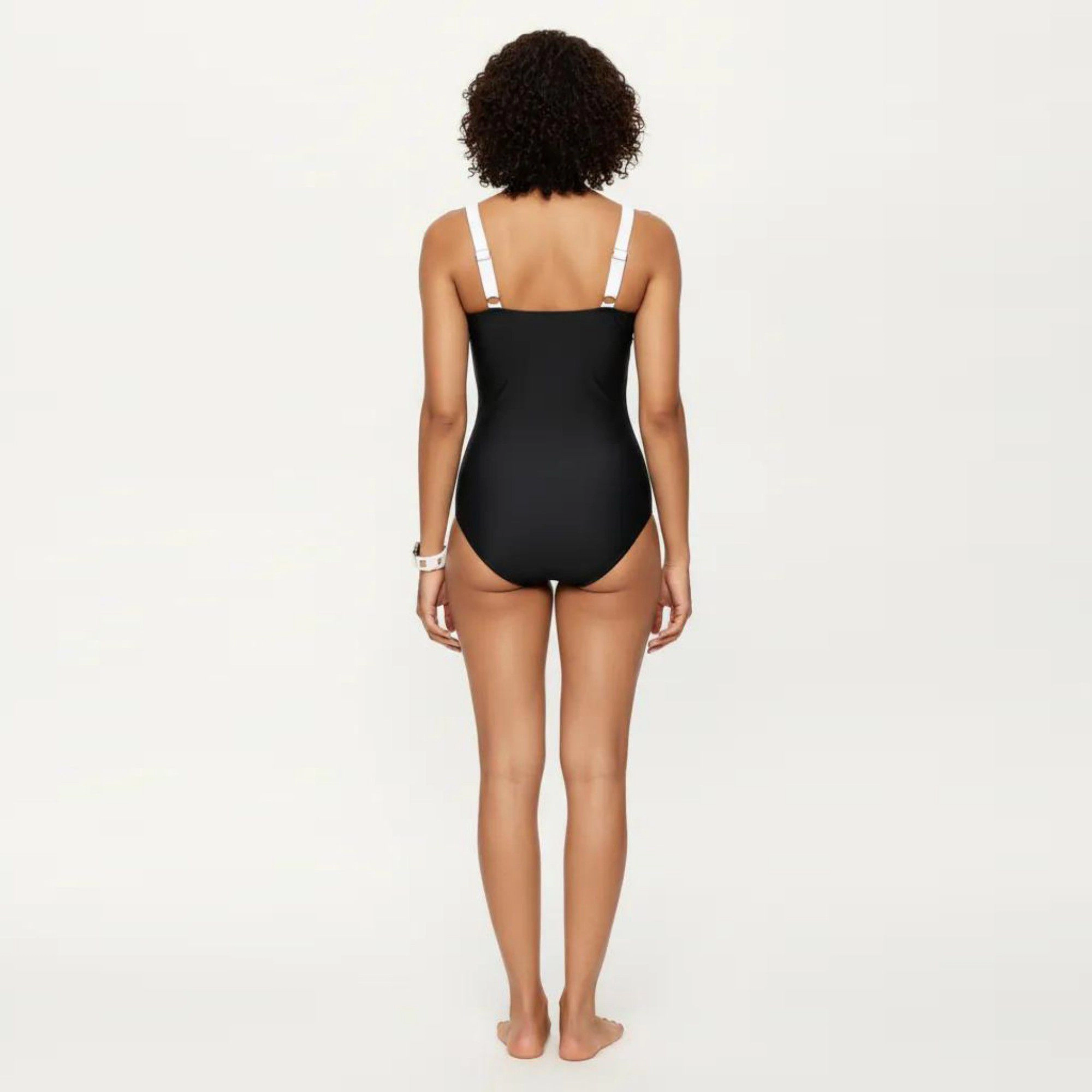 Anna-Kaci Women One-Piece Swimsuit - Triple Keyhole Bust, Contrast Side Panels, Wide Straps